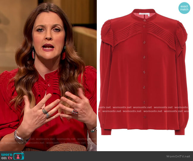 Silk shirt by Chloe worn by Drew Barrymore on The Drew Barrymore Show