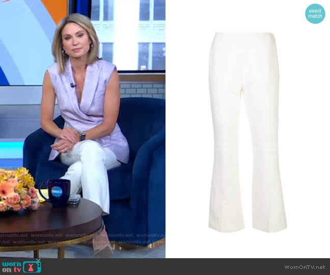 WornOnTV: Amy’s purple plaid vest and white pants on Good Morning ...