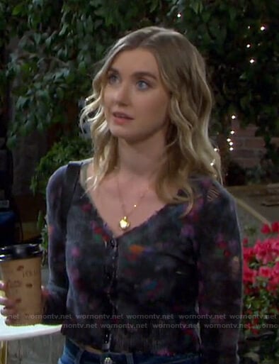 WornOnTV: Claire's floral cropped cardigan on Days of our Lives