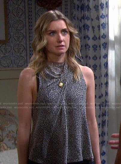 Claire's printed sleeveless top on Days of our Lives