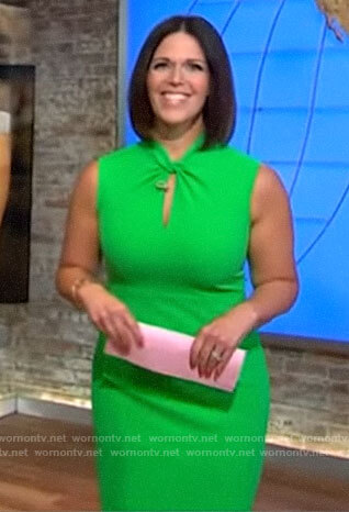 Dana Jacobson’s green twist neck dress on CBS This Morning