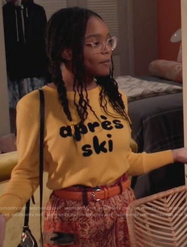 Dianne’s yellow Apres Ski sweater on Black-ish