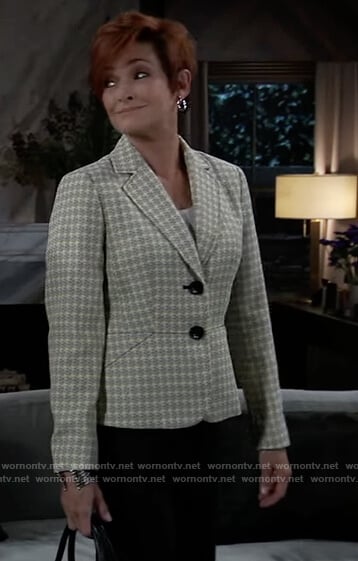 Diane's yellow tweed check blazer on General Hospital