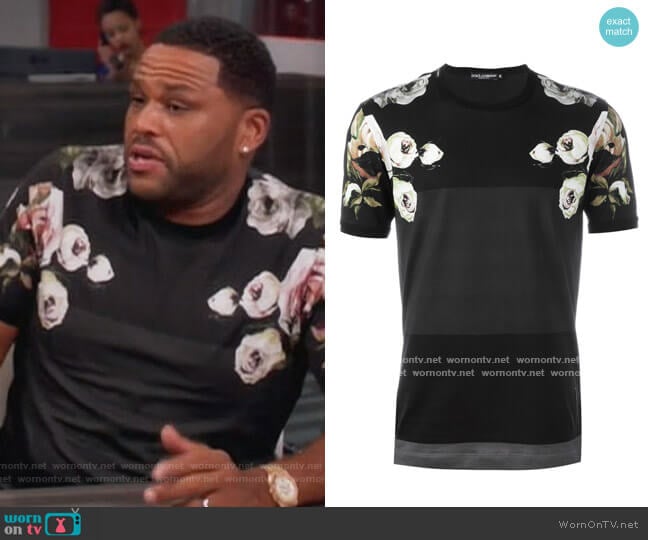 Floral Print Tee by Dolce & Gabbana worn by Andre Johnson (Anthony Anderson) on Black-ish