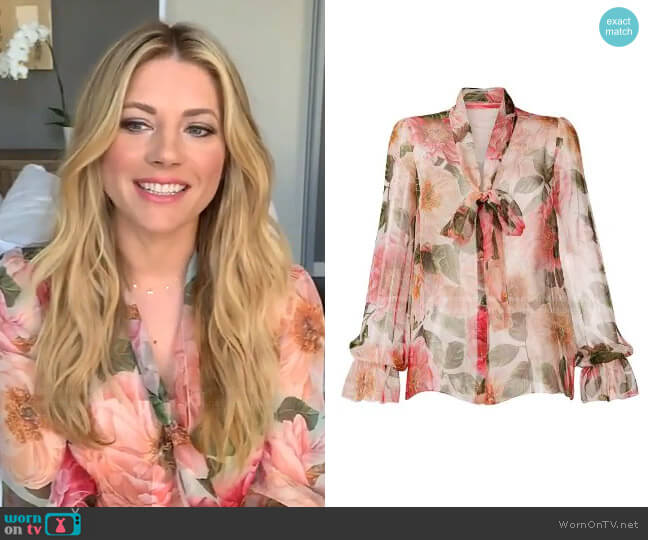 Floral-Print Blouse by Dolce & Gabbana worn by Katheryn Winnick on Live with Kelly and Ryan