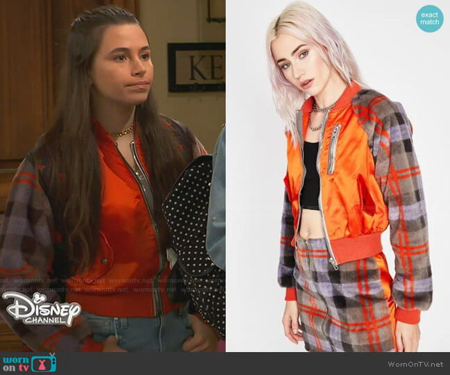 What Ur Missing Plaid Bomber by Dolls Kill worn by Tess O'Malley (Sky Katz) on Ravens Home