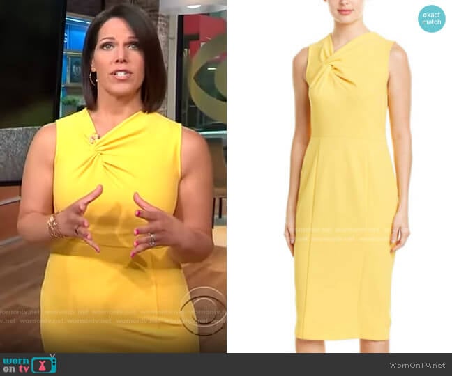 Donna Morgan Sheath Dress in Mimosa Yellow worn by Dana Jacobson  on CBS Mornings