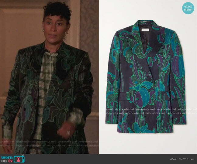 Double Breasted Floral Print Blazer by Dries Van Noten worn by Rainbow Johnson (Tracee Ellis Ross) on Black-ish