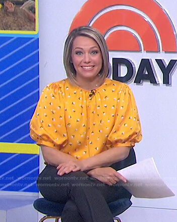 Dylan’s yellow floral puff sleeve top on Today