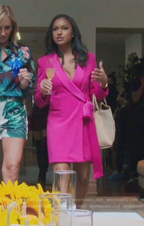 Ebony’s pink tie blazer dress on The Real Housewives of New York City