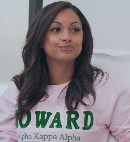 Ebony’s pink howard sweater on The Real Housewives of New York City