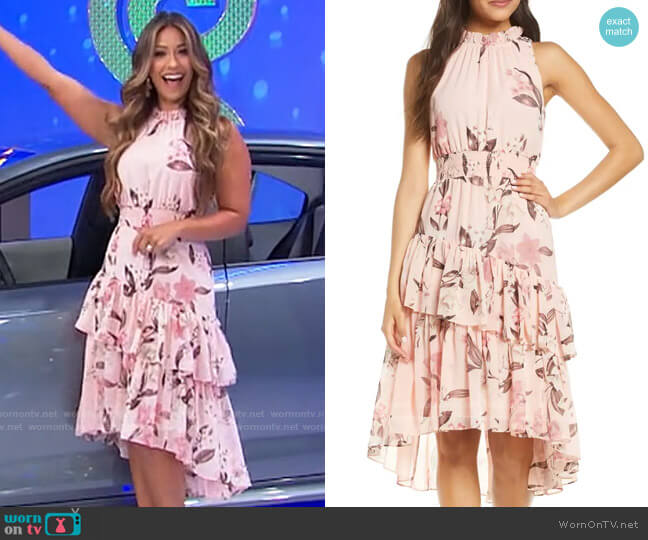 WornOnTV: Manuela’s pink floral ruffled dress on The Price is Right ...