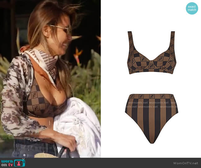 Fendi Checkered Two-Piece Swimsuit worn by Audrina Patridge  on The Hills New Beginnings