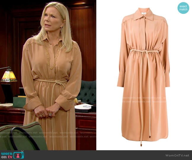 Fendi Crepe de Chine Shirtdress worn by Brooke Logan (Katherine Kelly Lang) on The Bold and the Beautiful