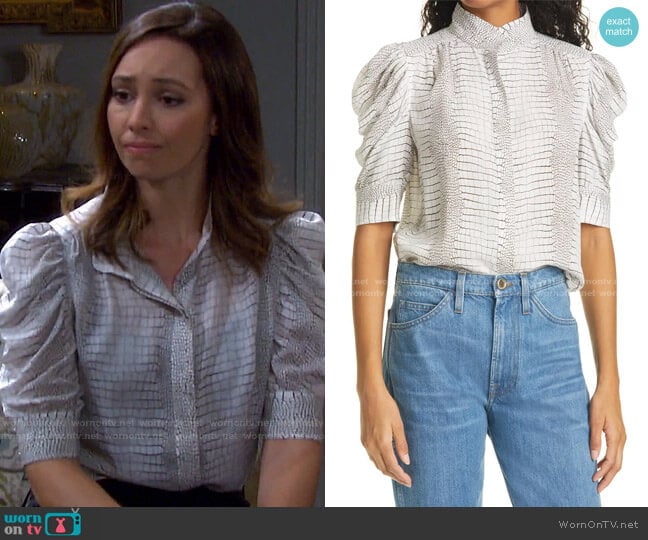 Gillian Blouse by Frame worn by Gwen Rizczech (Emily O'Brien) on Days of our Lives