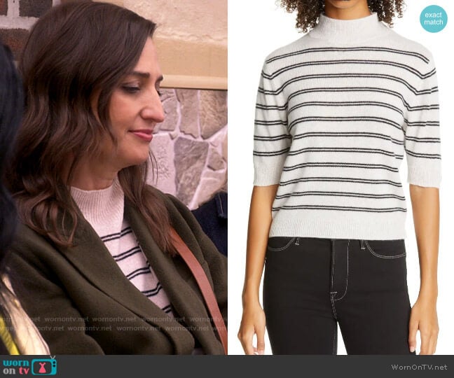 Frame Stripe Wool & Cashmere Crop Sweater worn by Dawn Solano (Sara Bareilles) on Girls5eva