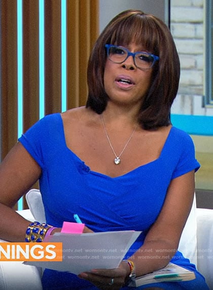 Gayle King’s cobalt blue dress on CBS Mornings