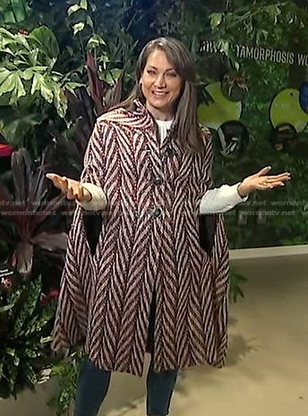 Ginger's red zig zag cape coat on Good Morning America