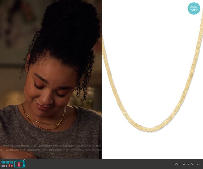 Snake Chain Wide Venice Necklace by Gorjana worn by Kat Edison (Aisha Dee) on The Bold Type