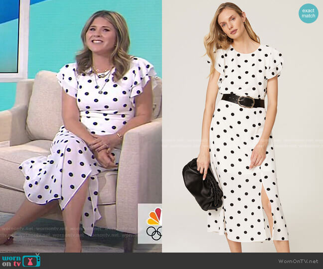 Polka Dot Ruffle Sleeve Dress by Great Jones worn by Jenna Bush Hager on Today