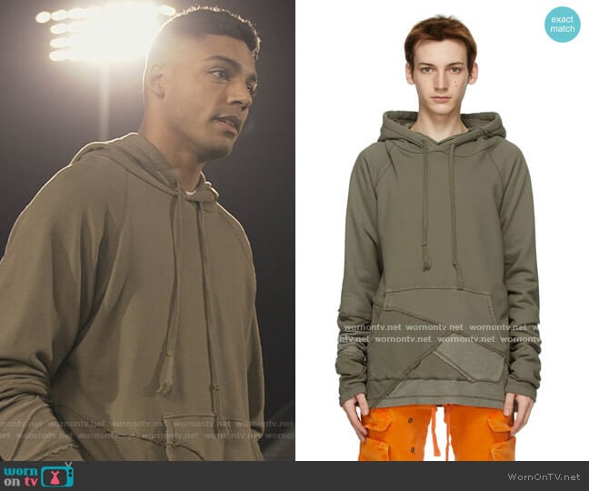 Khaki Fragmented Hoodie by Greg Lauren worn by Jordan Baker worn by Jordan Baker (Michael Evans Behling) on All American