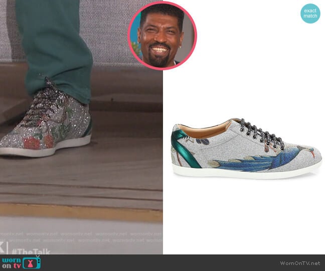 Bambi Tian-Print Glitter Sneakers by Gucci worn by Deon Cole on The Talk