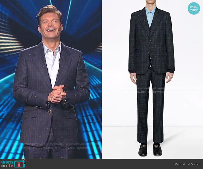 Heritage Bee Checked Suit by Gucci worn by  Ryan Seacrest on American Idol