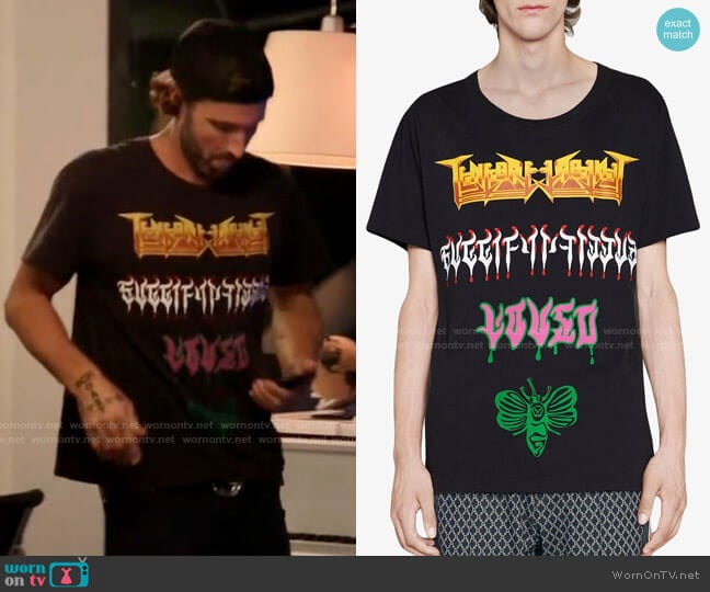 Gucci Oversize t-shirt with metal Gucci print worn by Brody Jenner (Brody Jenner) on The Hills New Beginnings