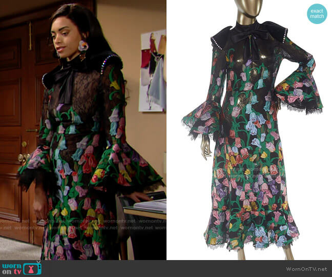 Gucci Floral Dress worn by Zoe (Kiara Barnes) on The Bold and the Beautiful