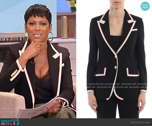 Contrast Trim Blazer Jacket by Gucci worn by Tamron Hall on Tamron Hall Show