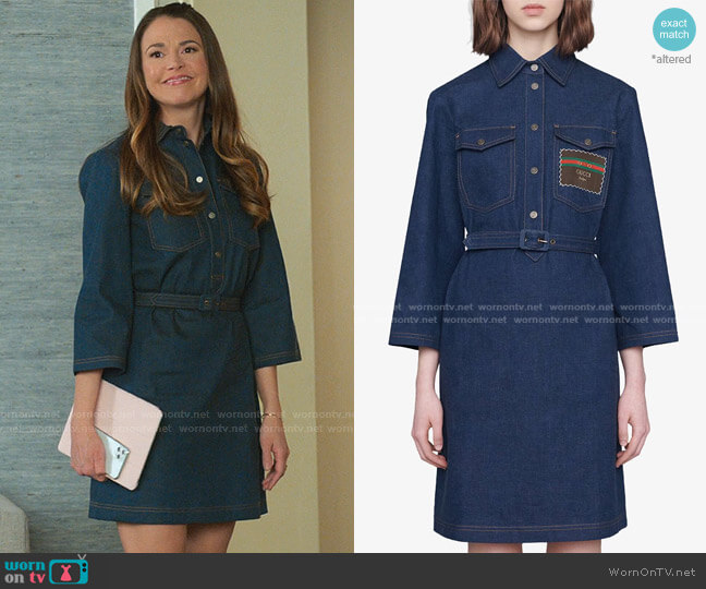 Belted Denim Dress by Gucci worn by Liza Miller (Sutton Foster) on Younger