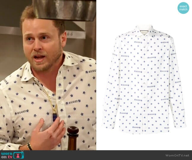 Gucci Logo Star Print Shirt worn by Spencer Pratt (Spencer Pratt) on The Hills New Beginnings