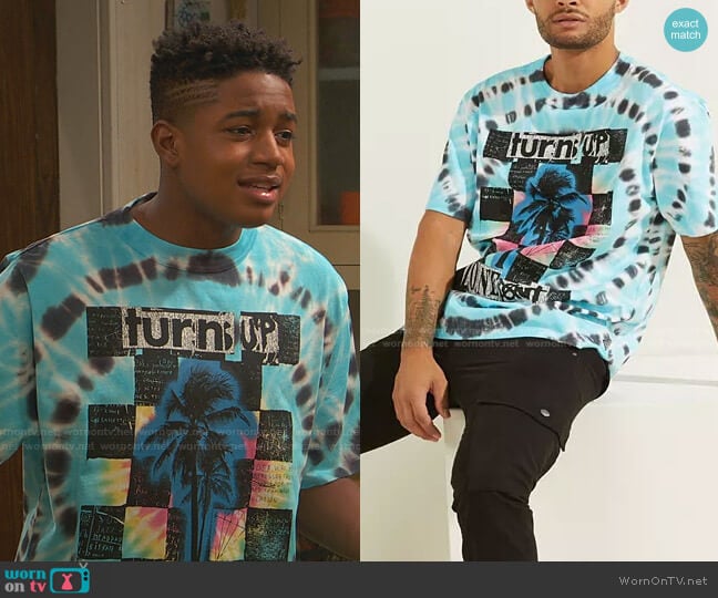 Zone Out Oversized Tie-Dye Tee by Guess worn by Booker Baxter (Issac Ryan Brown) on Ravens Home