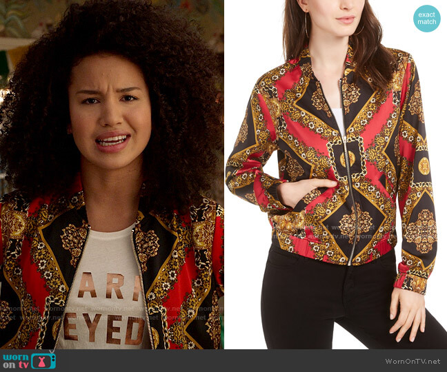 Guess Lelyn Printed Bomber Jacket worn by Gina (Sofia Wylie) on High School Musical The Musical The Series