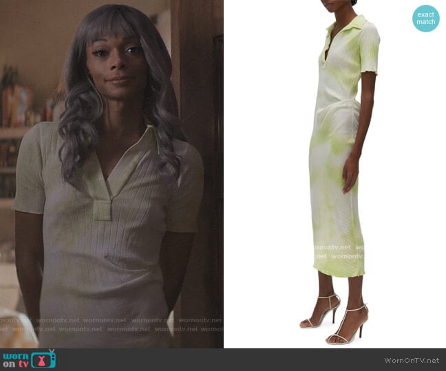 Tie Dye Rib Cotton Polo Dress by Helmut Lang worn by Jasmine Davis on The Chi worn by Imani (Jasmine Davis) on The Chi