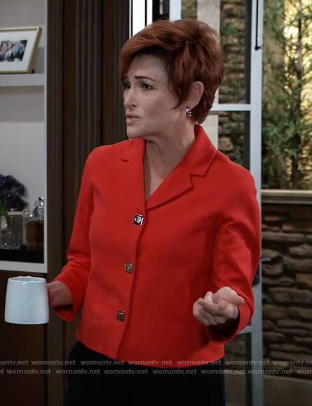 Diane’s red cropped blazer on General Hospital