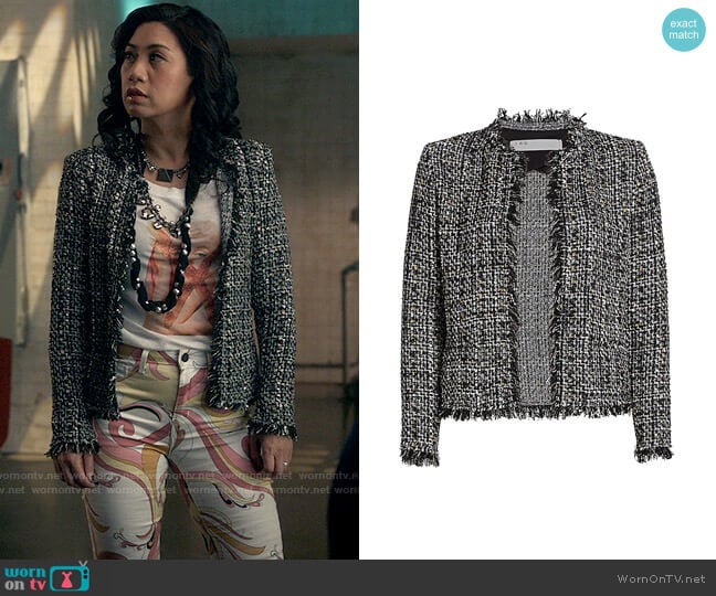 IRO Shavani Metallic Tweed Jacket worn by Melody Bayani (Liza Lapira) on The Equalizer