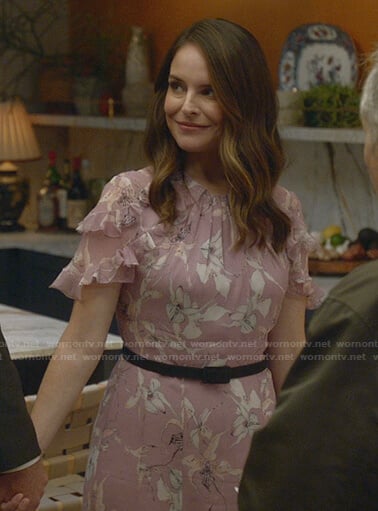 Izzy’s pink floral ruffle dress on Bull