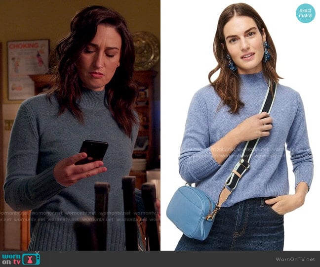 J. Crew Cashmere Mock Neck Sweater worn by Dawn Solano (Sara Bareilles) on Girls5eva