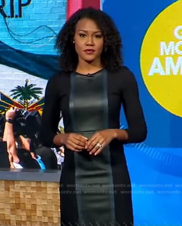 Janai’s black leather panel dress on Good Morning America