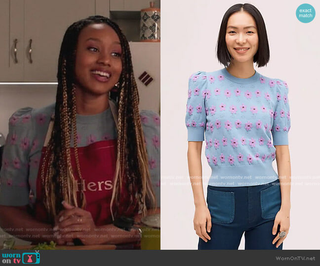 Marker Floral Sweater by Kate Spade worn by Olivia Lockhart (Katlyn Nichol) on Black-ish