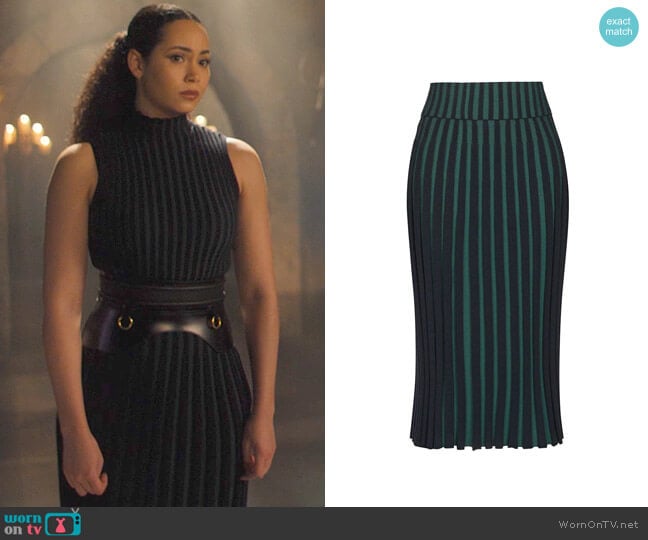 Kenzo Pleated Two-tone Skirt worn by Macy Vaughn (Madeleine Mantock) on Charmed