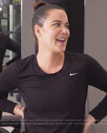 Khloe's black nike long sleeve top on Keeping Up with the Kardashians