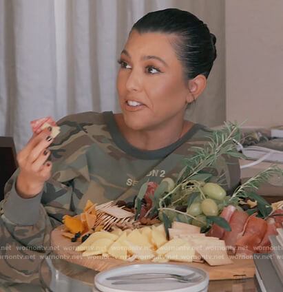 Kourtney's camo print top on Keeping Up with the Kardashians