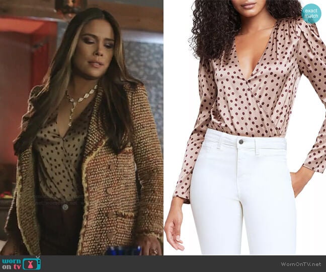 Brenda Puff Sleeve Bodysuit by L'Agence worn by Cristal Jennings (Daniella Alonso) on Dynasty