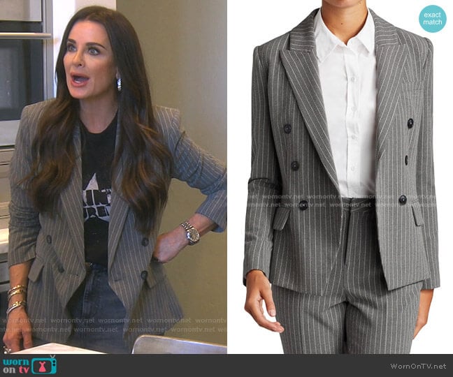 Kenzie Double-Breasted Blazer by L'Agence worn by Kyle Richards on The Real Housewives of Beverly Hills