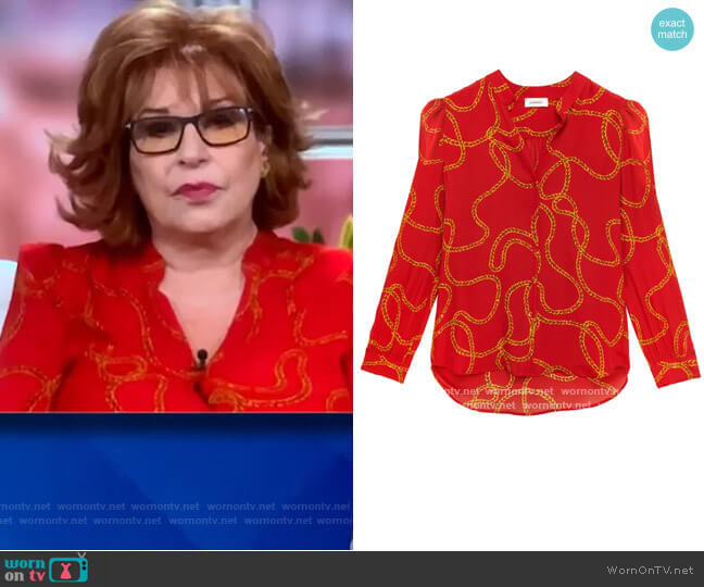 Florent Long Sleeve Chain Print Silk Blouse by L'Agence worn by Joy Behar on The View