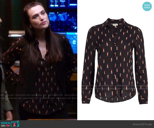 L'Agence Muted Lipstick Print Holly Blouse worn by Lena Luthor (Katie McGrath) on Supergirl