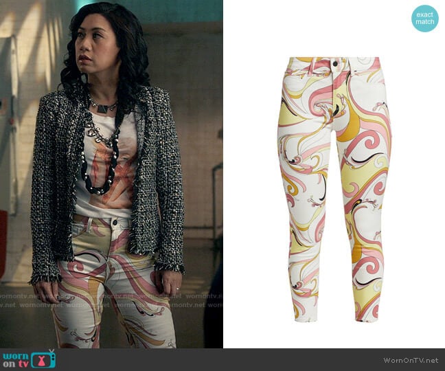 L'Agence Margot High-Rise Swirl Skinny Jeans worn by Melody Bayani (Liza Lapira) on The Equalizer