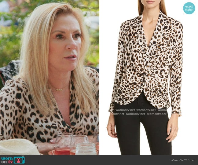 Mariposa Twist Front Silk Blouse by L'Agence worn by Ramona Singer on The Real Housewives of New York City